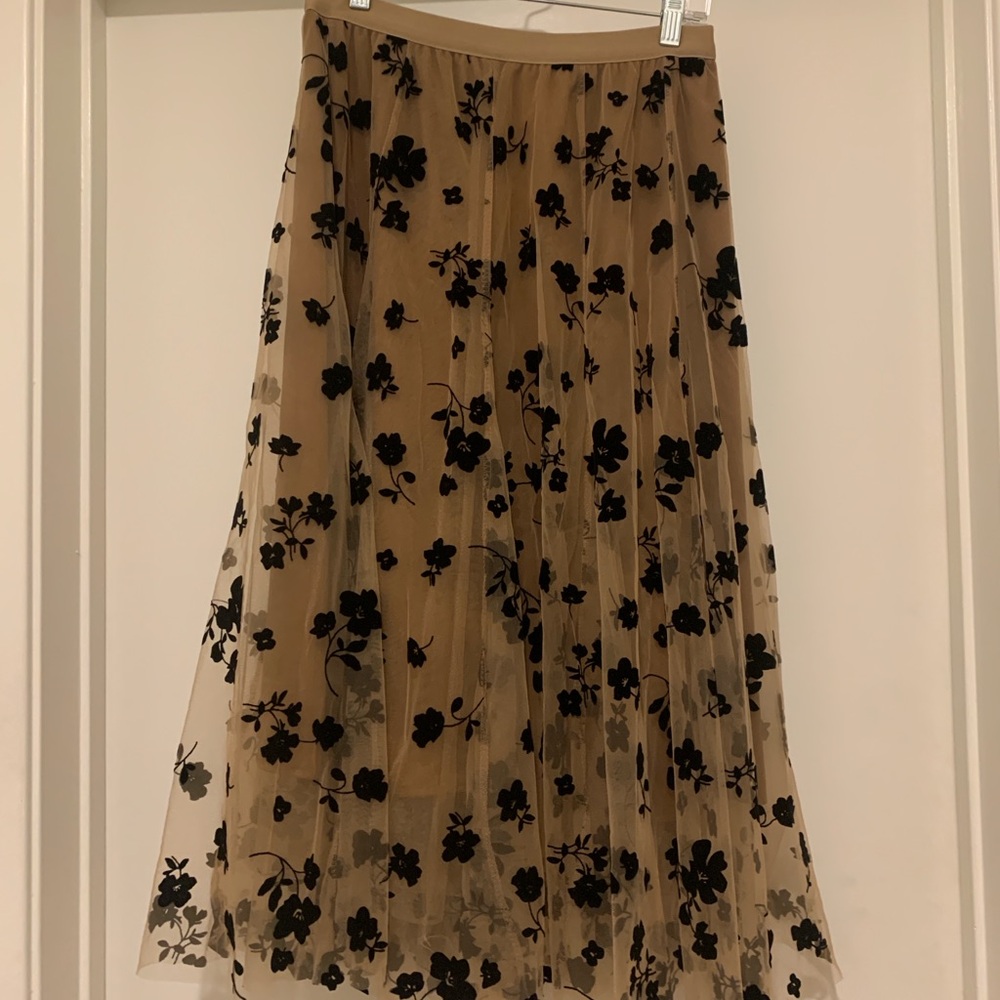 Chicwish Black and Carmel Tulle lined Skirt, XL, NWOT